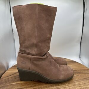 Keen Akita Wedge‎ Boots Slouch Pull On Mid Calf Brown Suede 1007694 Women's 8